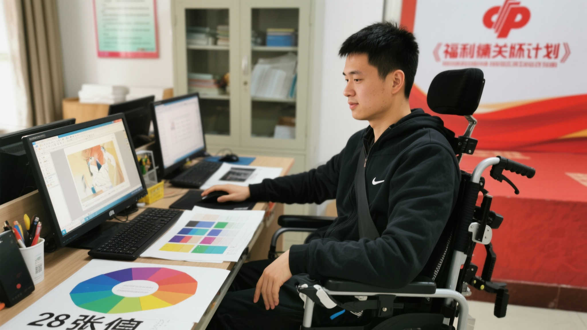 28岁的张健是一位在车祸后失去了行动能力